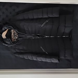 Laundry by Shelli Segal Womens Hooded Puffer Jacket Coat L Black